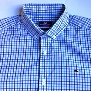 Vineyard Vines by Shep & Ian checkered blue  button down shirt Sz M